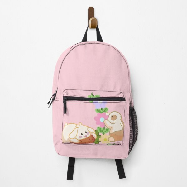 Item preview, adorable rabbits playing with the flowers and eating a fresh carrot, in pastel tones designed and sold by kitsuneins.