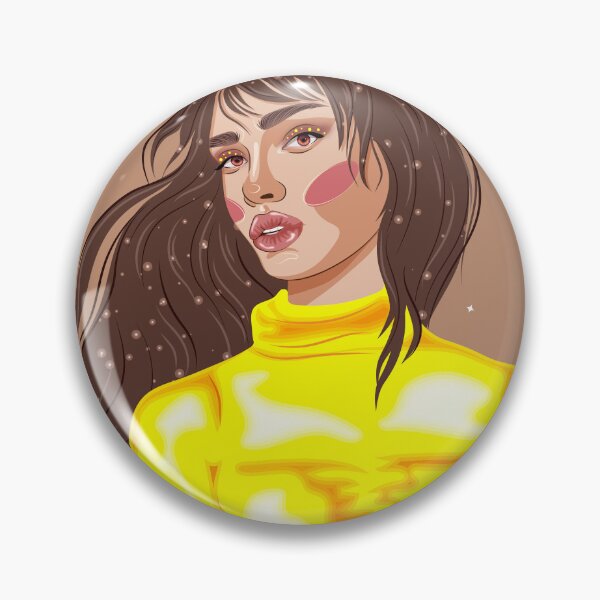 Item preview, happy international women's day, 8 march, girl with hair in the night, girl with brown eyes puffy lips in a yellow spring turtleneck with sparkles in her hair, starry background, eyebrow design designed and sold by SabinArt.