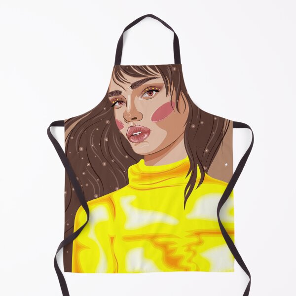 Item preview, happy international women's day, 8 march, girl with hair in the night, girl with brown eyes puffy lips in a yellow spring turtleneck with sparkles in her hair, starry background, eyebrow design designed and sold by SabinArt.