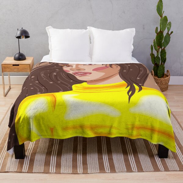 Item preview, happy international women's day, 8 march, girl with hair in the night, girl with brown eyes puffy lips in a yellow spring turtleneck with sparkles in her hair, starry background, eyebrow design designed and sold by SabinArt.