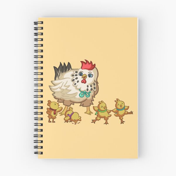 Item preview, children's illustration, hen having fun and eating with her chicks . designed and sold by kitsuneins.