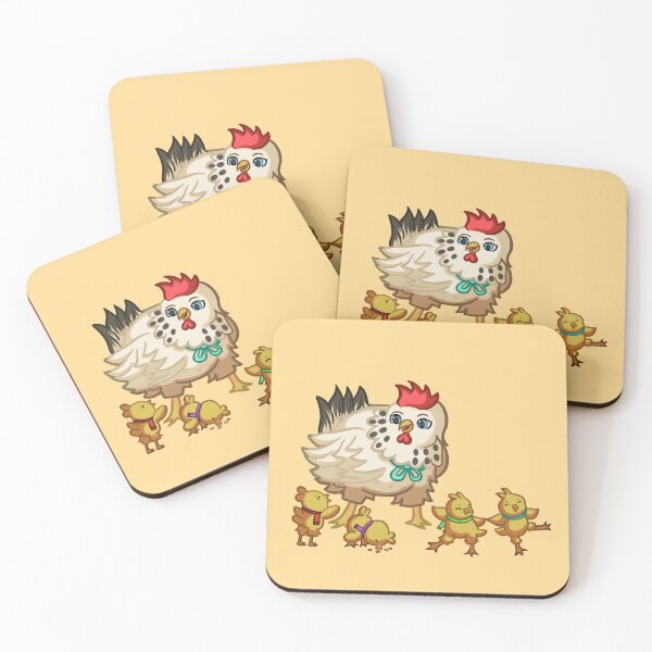 Item preview, children's illustration, hen having fun and eating with her chicks . designed and sold by kitsuneins.