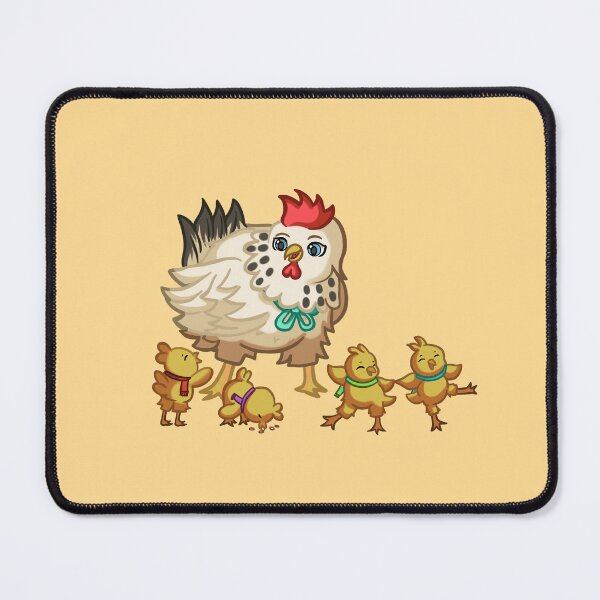Item preview, children's illustration, hen having fun and eating with her chicks . designed and sold by kitsuneins.