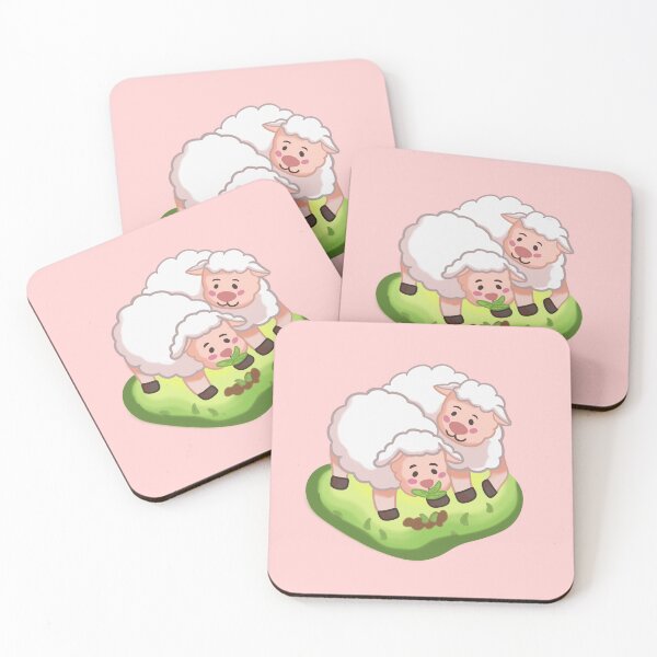 Item preview, children's illustration, mom and son sheep eat grass on the farm basking in the afternoon sun designed and sold by kitsuneins.
