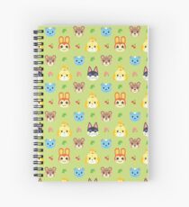 Animal Crossing Pattern - Green Spiral Notebook