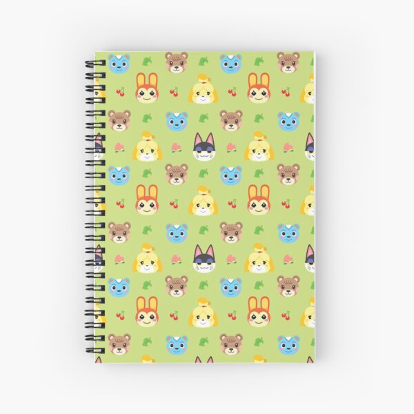 Animal Crossing Pattern - Green Spiral Notebook