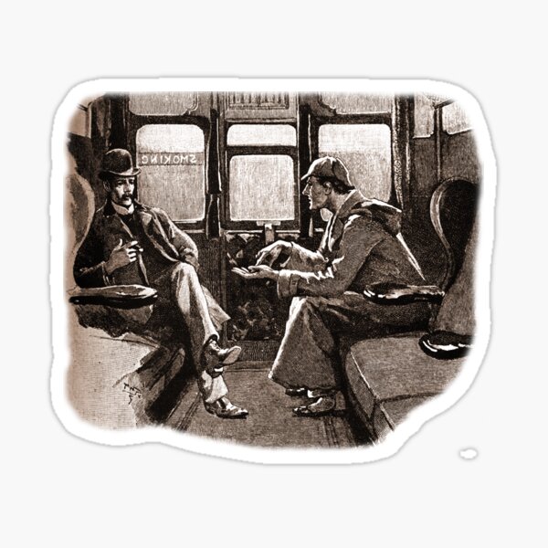 Sherlock Holmes and Watson on a train by Sidney Paget Sticker