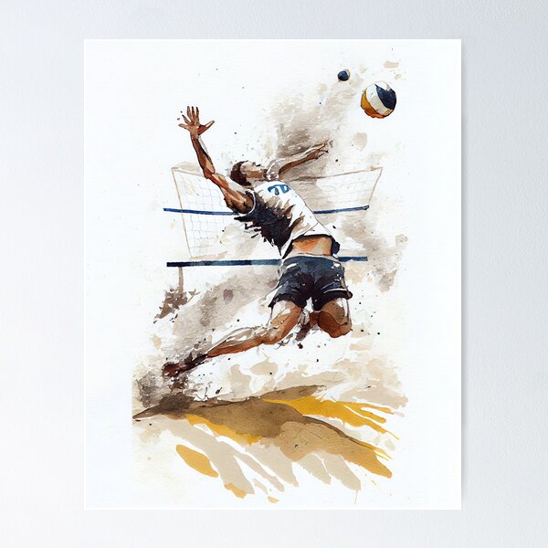 Item preview, Volleyball Player Watercolour Art, Volley Digital Art, Original Artwork designed and sold by Peek-Designs.