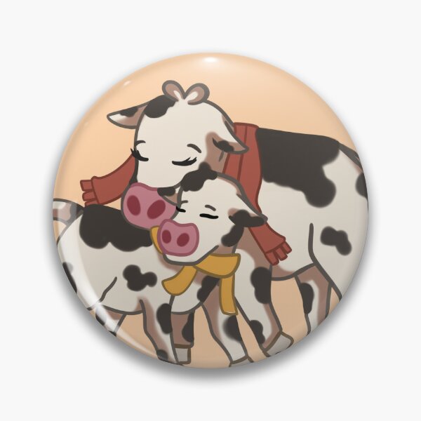 Item preview, little cows with scarves mom and son hugging after a nice walk. designed and sold by kitsuneins.