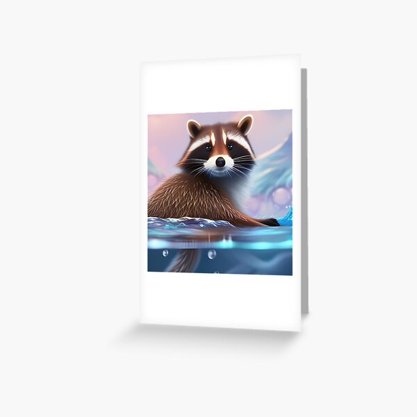 Cute racoon kit, cartoon drawing, Ai Generated Art | Art Board Print