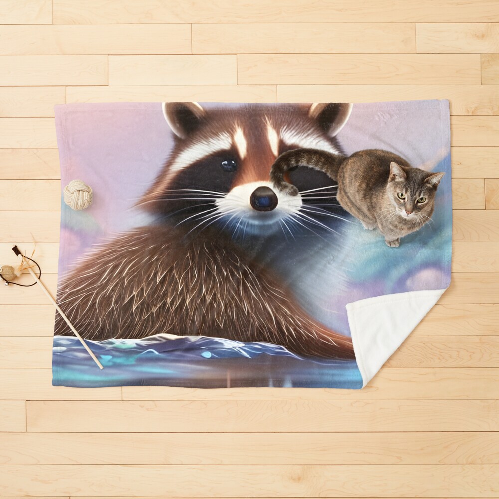 Cute racoon kit, cartoon drawing, Ai Generated Art  Greeting Card for Sale  by AC Chidiac