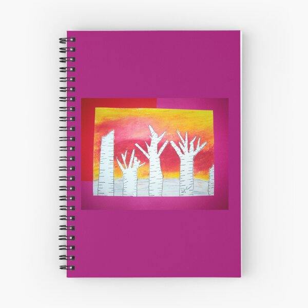 Item preview, Sunset Through Winter Birch Trees Oil Pastel  designed and sold by Earth Nature Creations.
