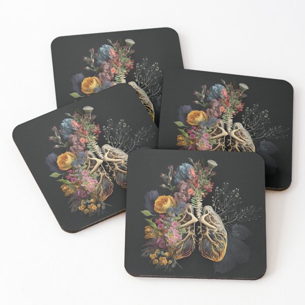 Item preview, Anatomy Lyngs Skeleton Art with Flowers designed and sold by My-Magic-World.