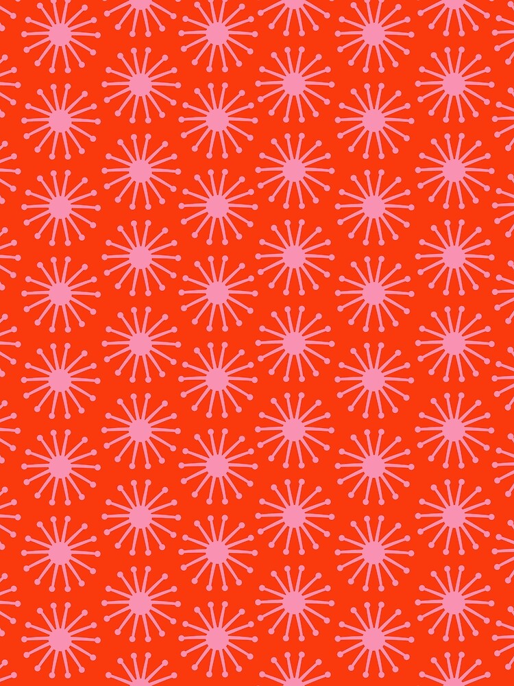 Midcentury Molecules Atomic Retro Dot Pattern Pink Red Scarf