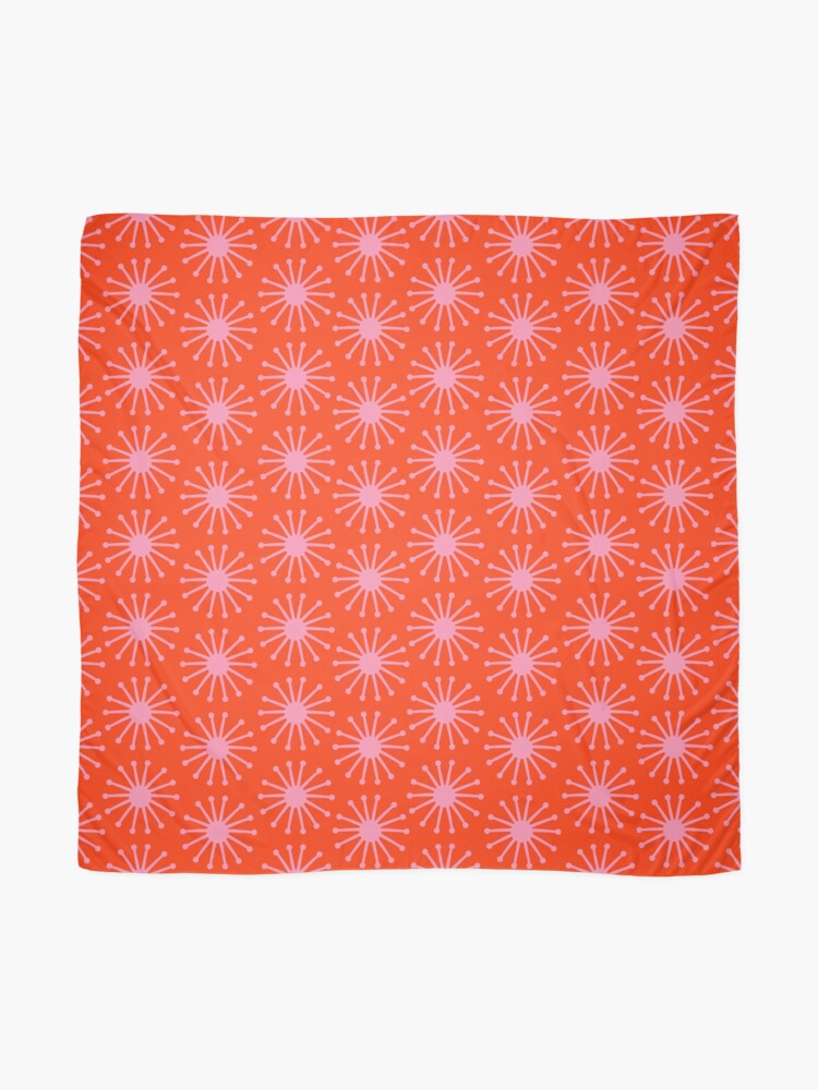 Midcentury Molecules Atomic Retro Dot Pattern Pink Red Scarf