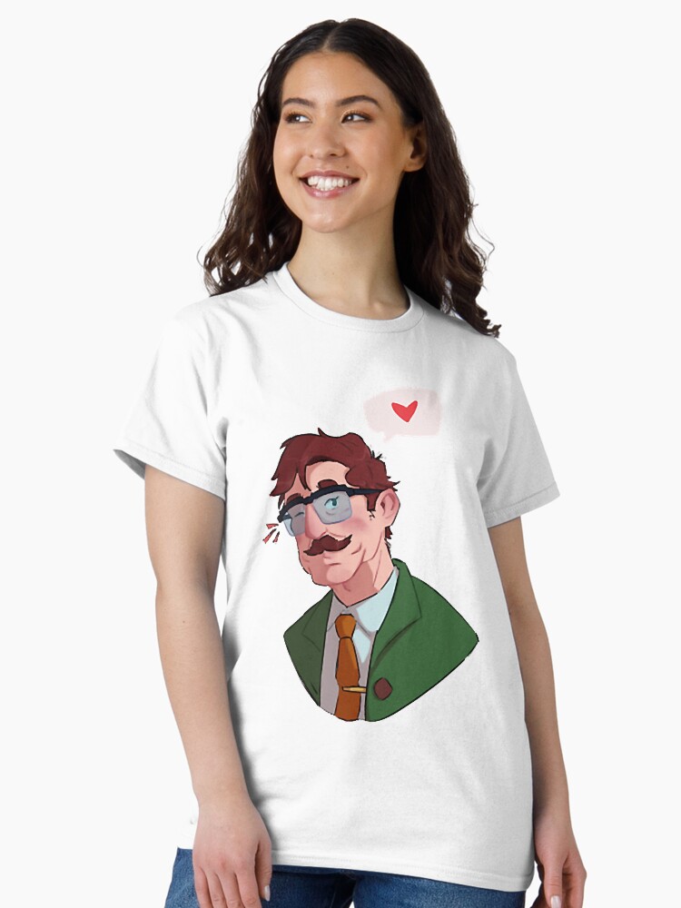 Aperçu 2 sur 7. T-shirt classique avec l'œuvre Stardew Valley - Harvey créée et vendue par MrCarlosShop.