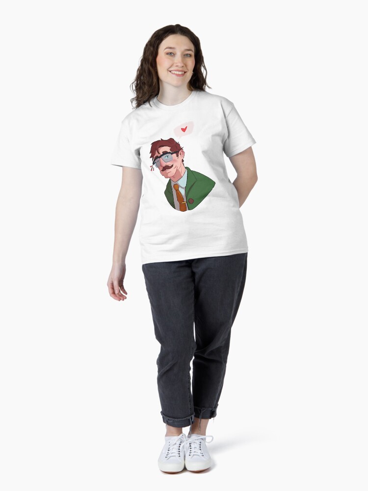Aperçu 4 sur 7. T-shirt classique avec l'œuvre Stardew Valley - Harvey créée et vendue par MrCarlosShop.
