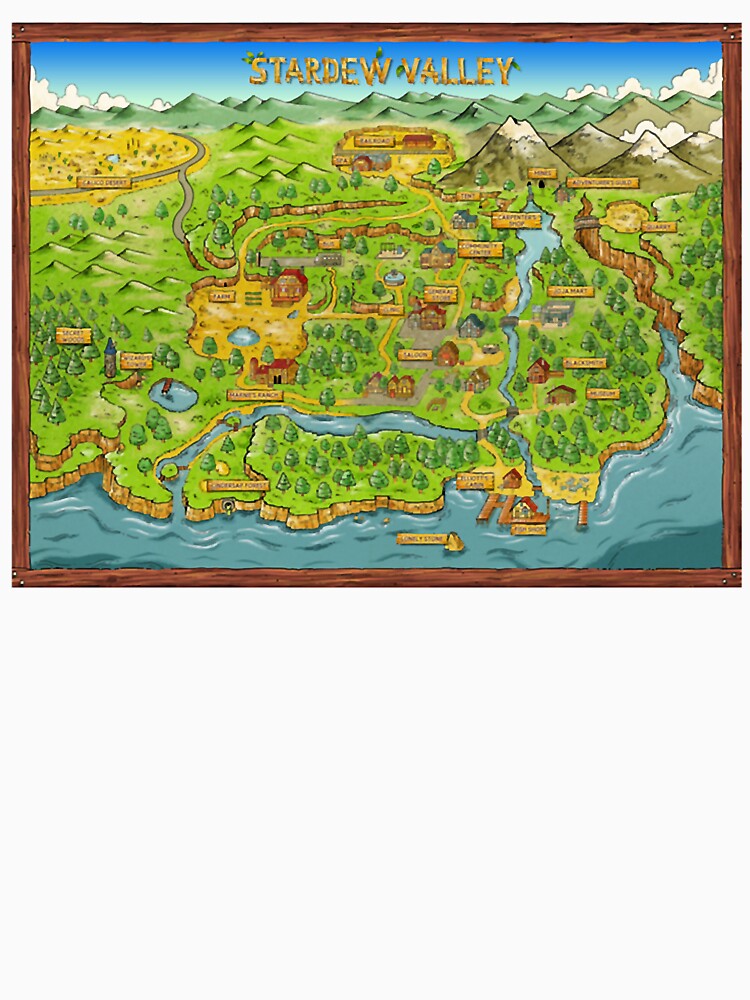 Aperçu 7 sur 7. T-shirt classique avec l'œuvre Carte officielle de Stardew Valley Premium Scoop créée et vendue par MrCarlosShop.