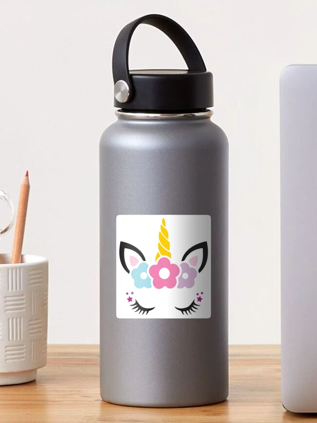 Personalised Metal Unicorn Eyelashes Water Bottle Girl Kids School