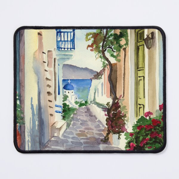 Item preview, Watercolor greek street designed and sold by MaryWatercolor.
