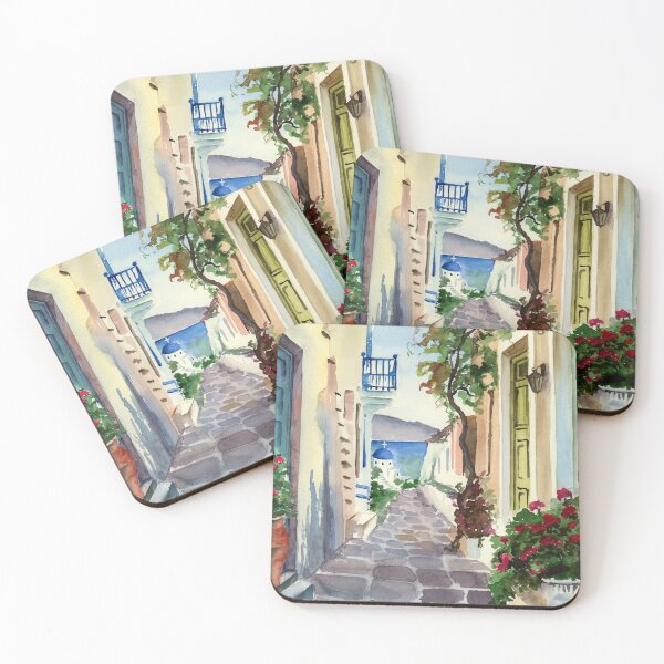Item preview, Watercolor greek street designed and sold by MaryWatercolor.