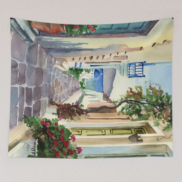 Item preview, Watercolor greek street designed and sold by MaryWatercolor.