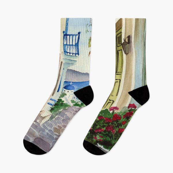 Item preview, Watercolor greek street designed and sold by MaryWatercolor.