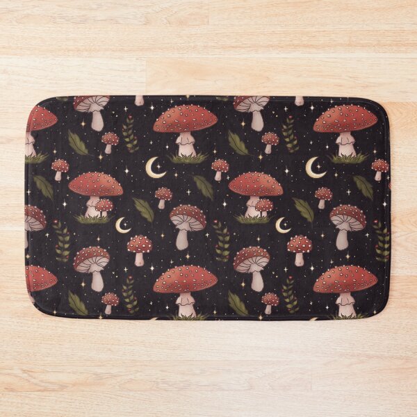 Item preview, Amanita Mushroom Cottagecore Starry Seamless Pattern designed and sold by Jenna Wing-Hu.