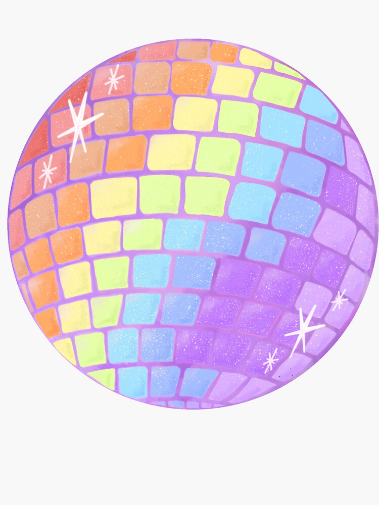 Colorful Disco Ball Mirror Groovy 3 in sticker