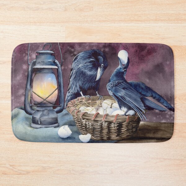 Item preview,  Watercolor picture of two ravens with the basket of eggs designed and sold by MaryWatercolor.