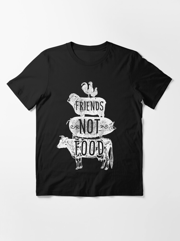 Alternate view of Friends Not Food - Vegan Vegetarian Animal Lovers T-Shirt - Vintage Distressed Essential T-Shirt