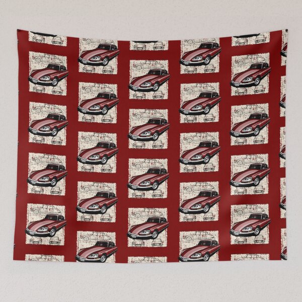 Item preview, The iconic French classic car with technical drawing background designed and sold by designjaag.