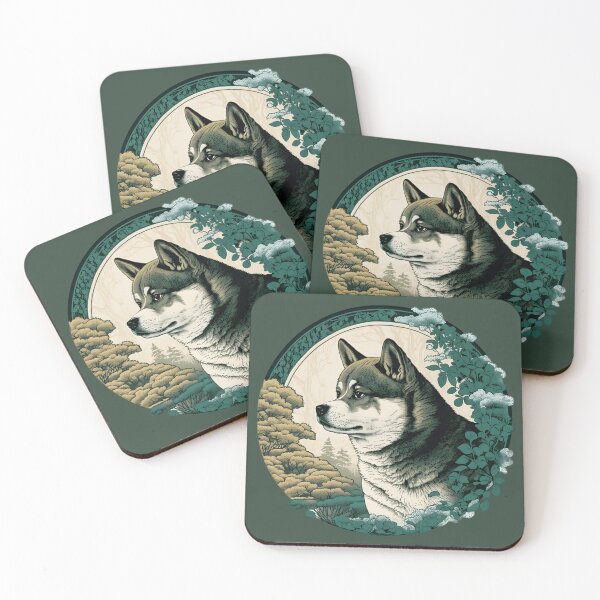 Item preview, Rustic Akita: Sage and Pine Green Color Scheme designed and sold by DoggyDevotion.