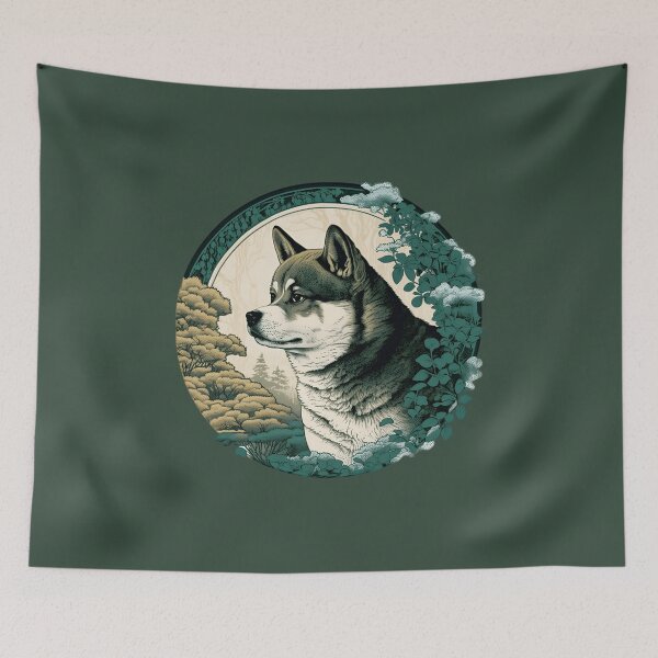 Item preview, Rustic Akita: Sage and Pine Green Color Scheme designed and sold by DoggyDevotion.