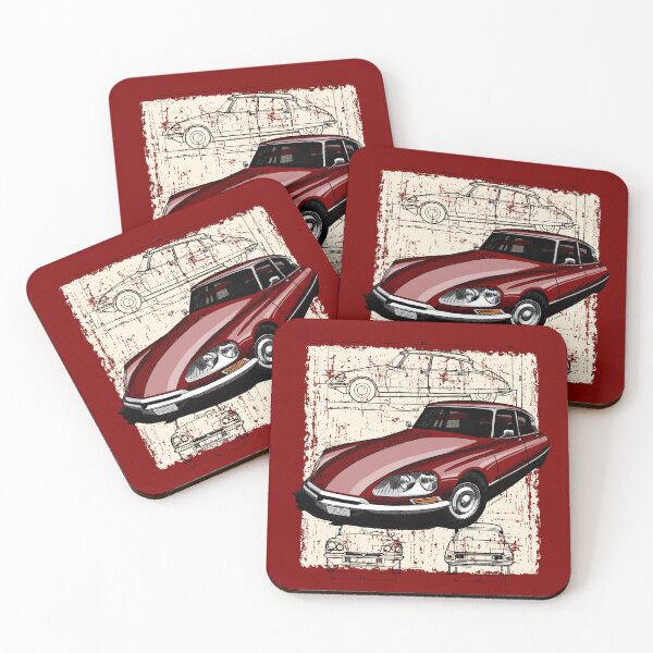 Item preview, The iconic French classic car with technical drawing background designed and sold by designjaag.