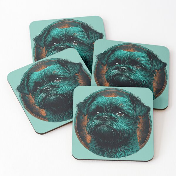 Item preview, An Affenpinscher Portrait in Teal and Tangerine designed and sold by DoggyDevotion.