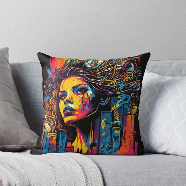 Item preview, The Beauty and The City - Graffiti-Inspired Digital Art Portrait designed and sold by BoodlesDesigns.