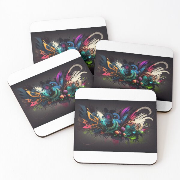 Item preview, Abstract Graffiti in Dark Colors Inspired by Murakami V designed and sold by NeonNostalgist.