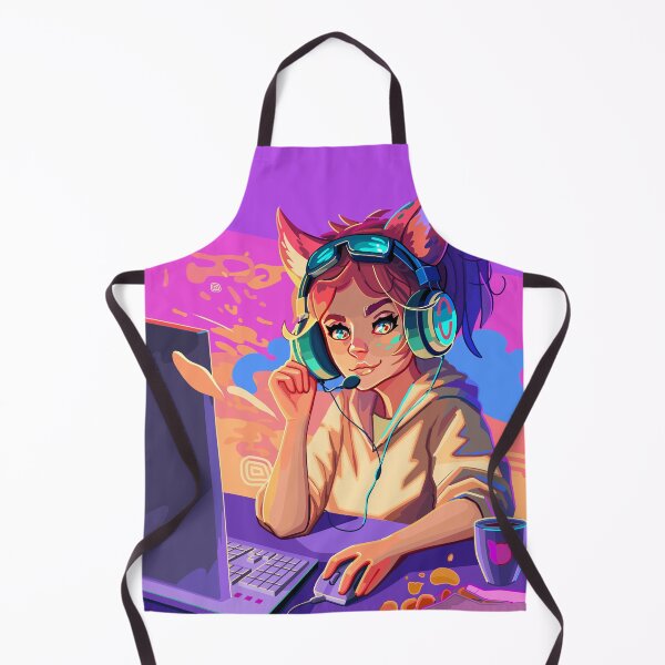 Item preview, Girl gamer with a cat ears headset designed and sold by Ekaterina Glazkova.