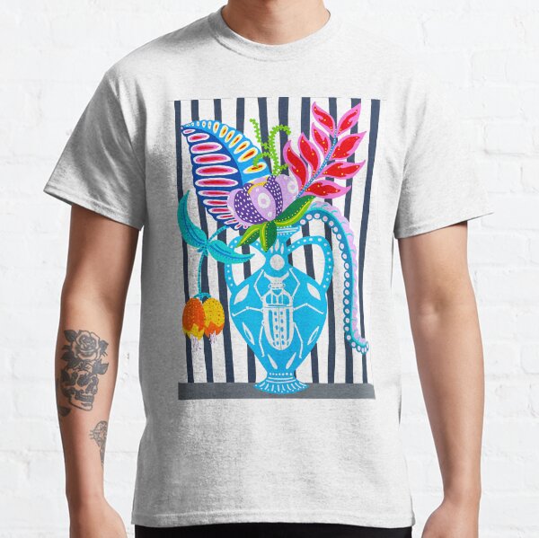 Colourful Exotic Flowers In A Beetle Vase Classic T-Shirt