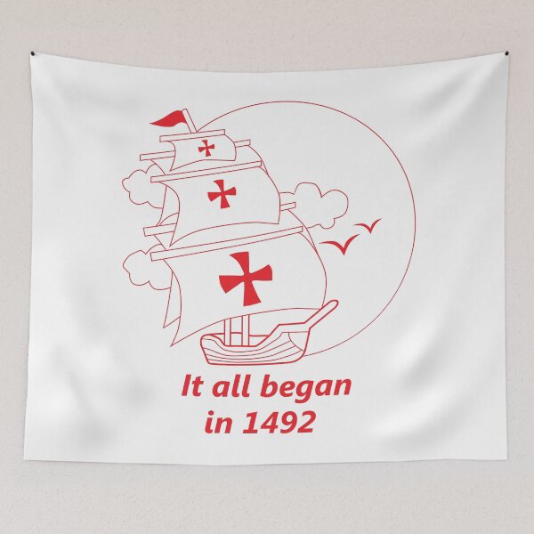 Item preview, American continent - It all began in 1492 - Happy Columbus Day designed and sold by thewishdesigns.