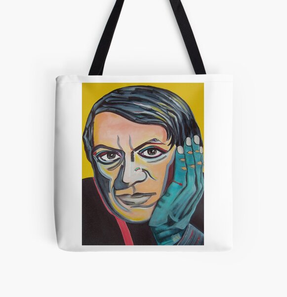Blue Hand Contemplation All Over Print Tote Bag