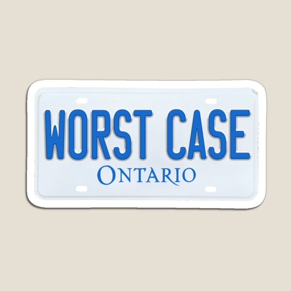 Vista previa del artículo con la obra «Matrícula de parodia de Worst Case Ontario», diseñado y vendido por Signs for Dark Times.
