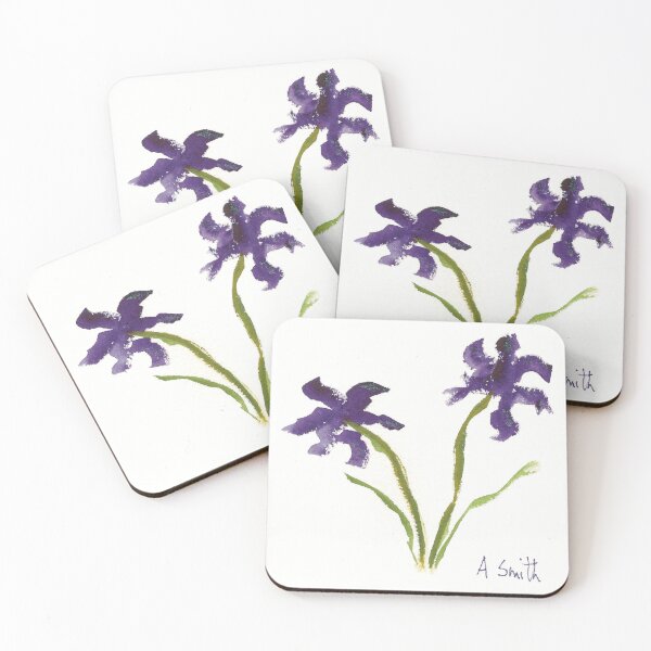 Item preview, Purple Flowers on White designed and sold by designs-by-ann.