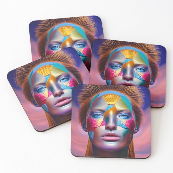 Item preview, Warrior Woman in Colorful Metallic Face Paint designed and sold by ArtistsQuest.