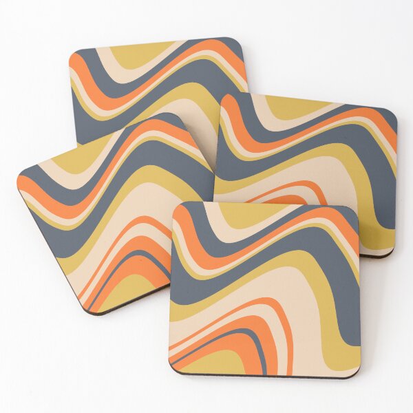 Item preview, Retro Wavy Lines - Orange, Navy, Yellow, Beige designed and sold by Cato99.