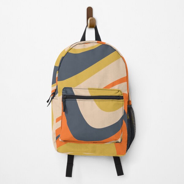 Item preview, Retro Wavy Lines - Orange, Navy, Yellow, Beige designed and sold by Cato99.