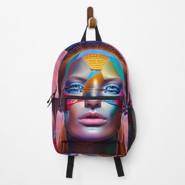 Item preview, Warrior Woman in Colorful Metallic Face Paint designed and sold by ArtistsQuest.
