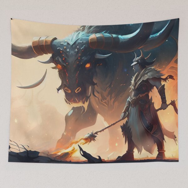 Item preview, Demon Bull And The Hunter designed and sold by TaurusDigital.