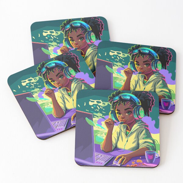Item preview, African girl gamer  designed and sold by Ekaterina Glazkova.